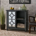 GDF Studio Melee 31.75 inch Fir Wood Double Door Cabinet with Mirrored Accents, Charocal Grey