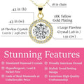 Cate & Chloe Blake 18k Yellow Gold Plated Halo Necklace for Women | CZ Crystal Necklace, Jewelry Gift for Her