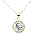 Cate & Chloe Blake 18k Yellow Gold Plated Halo Necklace for Women | CZ Crystal Necklace, Jewelry Gift for Her