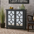 GDF Studio Melee 31.75 inch Fir Wood Double Door Cabinet with Mirrored Accents, Charocal Grey